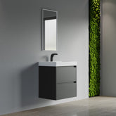 Dowell 24" Wall-Mounted Floating Bathroom Vanity – Pre-Assembled, White/Black, with Two Drawers and a Single Basin- 004 24 Series